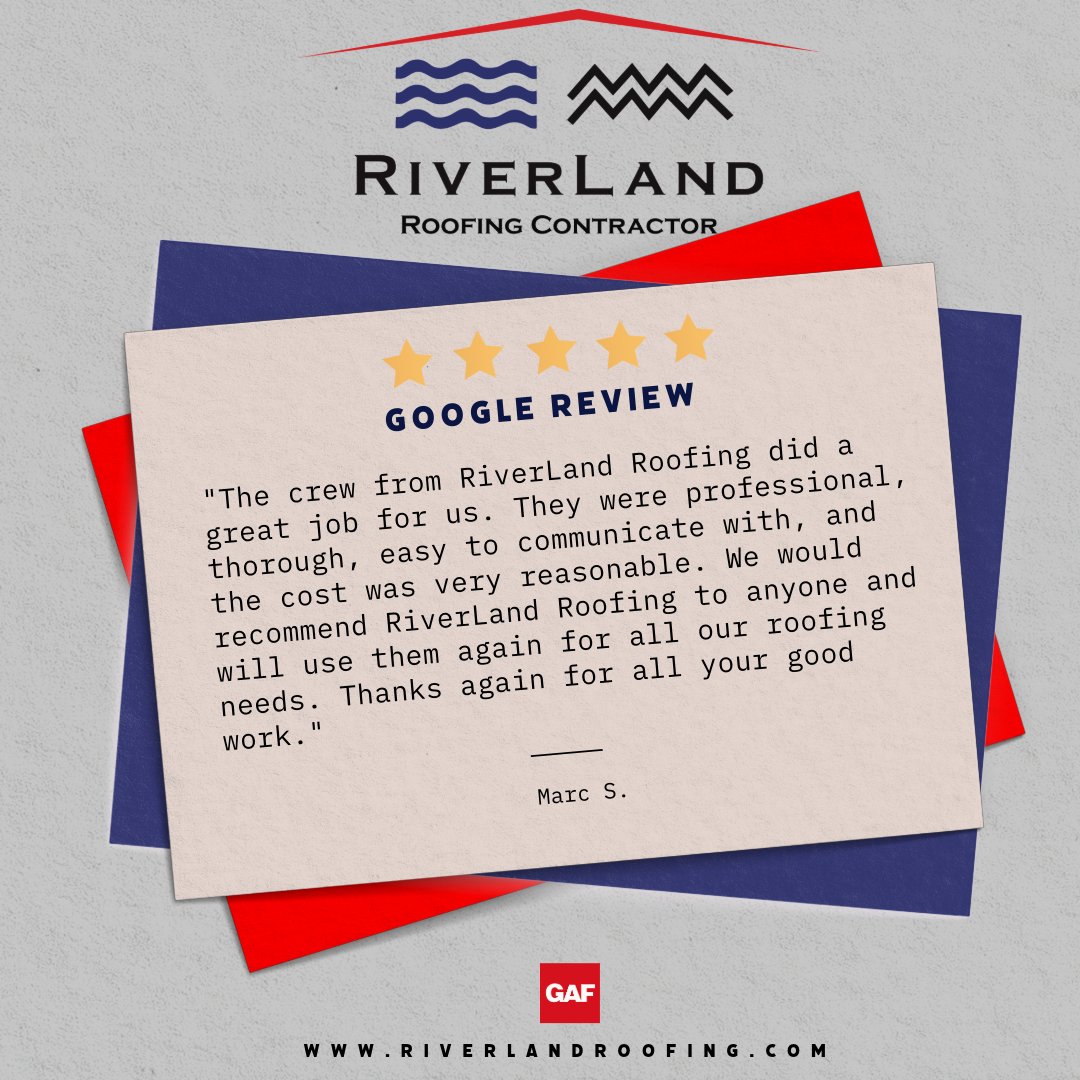 Hearing from our amazing customers about a job well done all around makes our days a whole lot brighter😉 If you are thinking it is time for a new roof, it's time for you to experience the Riverland way for yourself! 🏡🛠

Call or text us today (662) 644-4297
.
.
#gafroofing