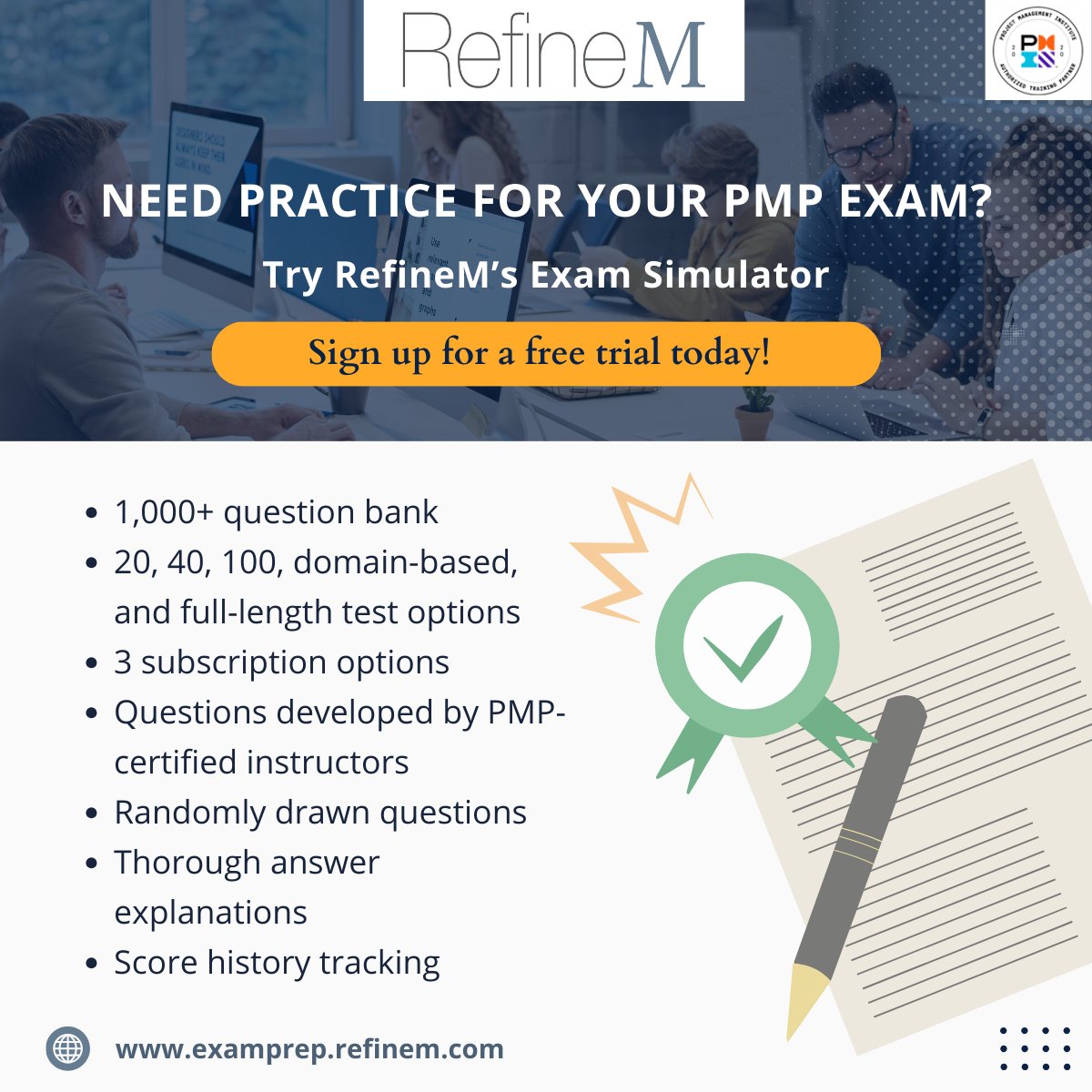 RefineM's tweet photo. Are you preparing for your Project Management Professional(PMP)® exam and looking for a test simulator that will help you get ready to take the test? 

Sign up for a free trial today! https://t.co/mpxslSM65c

#RefineM #PMPexamprep #pmiatp https://t.co/FwQRpXLa2N