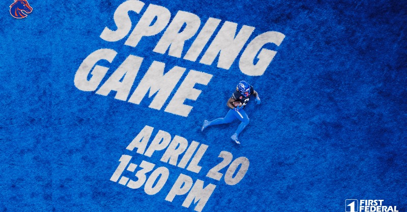 Join us for the @BroncoSportsFB Spring Game. Parking lots open at 11 a.m. & Gates open at 12:30 p.m. The first 750 fans in attendance will receive a FREE Ashton Jeanty Hei2man T-shirt. Post-game autographs will be available on The Blue. Tickets: am.ticketmaster.com/boisestateathl….