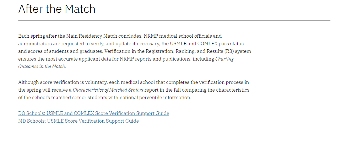 Medical Schools! ICYMI - the score verification functionality is open in the NRMP's R3 system. You can verify, and update if necessary, the USMLE and COMLEX scores of your students and graduates who participated in #Match2024. ow.ly/a0Be50RioPJ #MedEd #NRMP