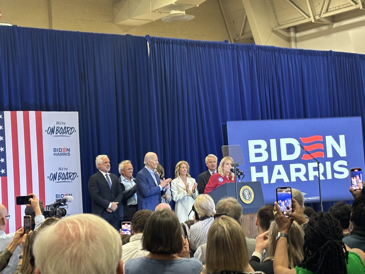 Kerry Kennedy says she’s here “with her hero, President Joe Biden,” as she endorses him on behalf of 15 family members.