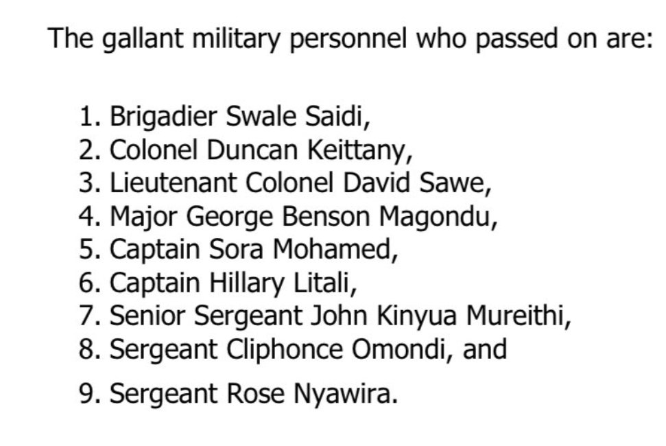 The 9 other military personnel who died.