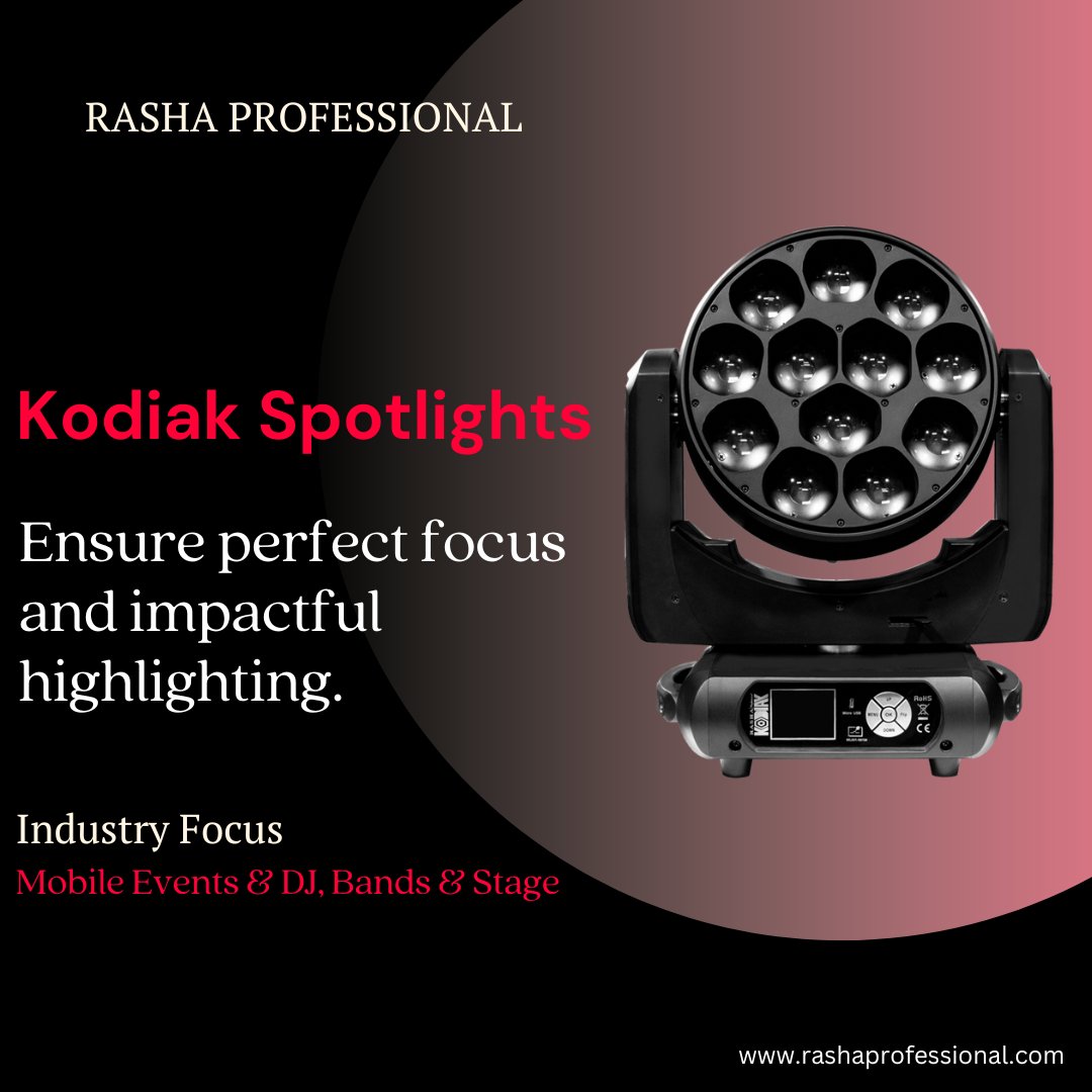 Make every moment shine! Kodiak spotlights by Rasha Professional ensure perfect focus and impactful highlighting. ✨
.
.
.
.
.
.
#rashaprofessional #eventlights #lightdecor #stagelight #spotlight