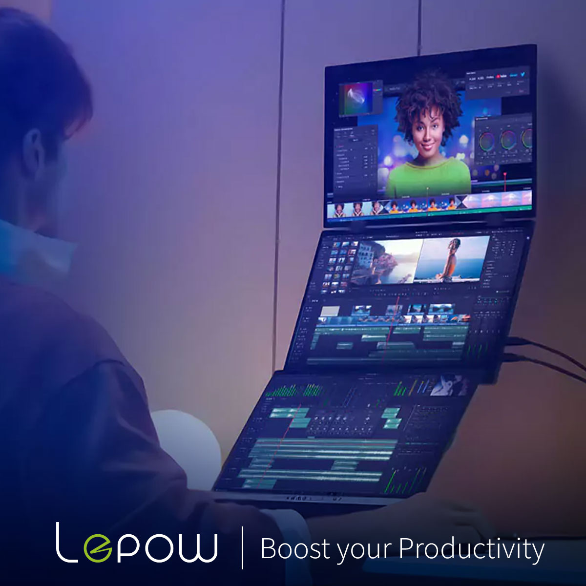 Maximize your workspace with the Dual View monitor. Multitasking has never been easier, allowing you to seamlessly switch between applications and accomplish more in less time. #Lepow #PortableMonitor #LepowMonitor #LepowPortablemonitor