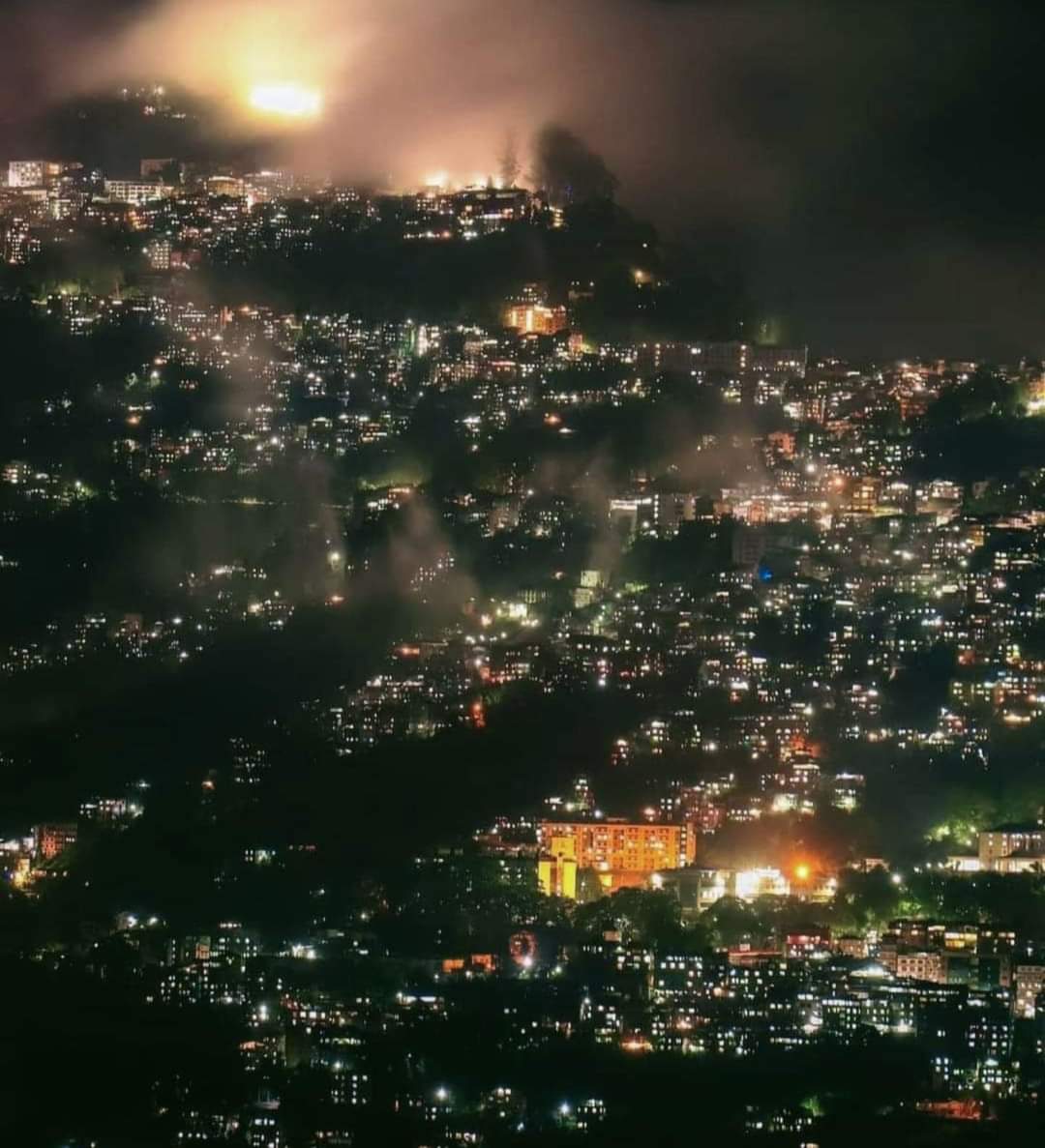 Night view of Gangtok, East Sikkim, India