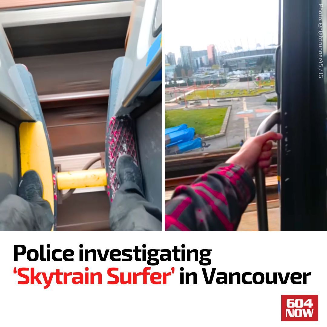 Someone played a little too much Subway Surfer.😅 🚋 

An Instagram video gained widespread attention as viewers witnessed a man gripping the exterior of a #Vancouver SkyTrain in motion. Authorities are currently investigating as this is an offence punishable by fine/charges.👀🚫