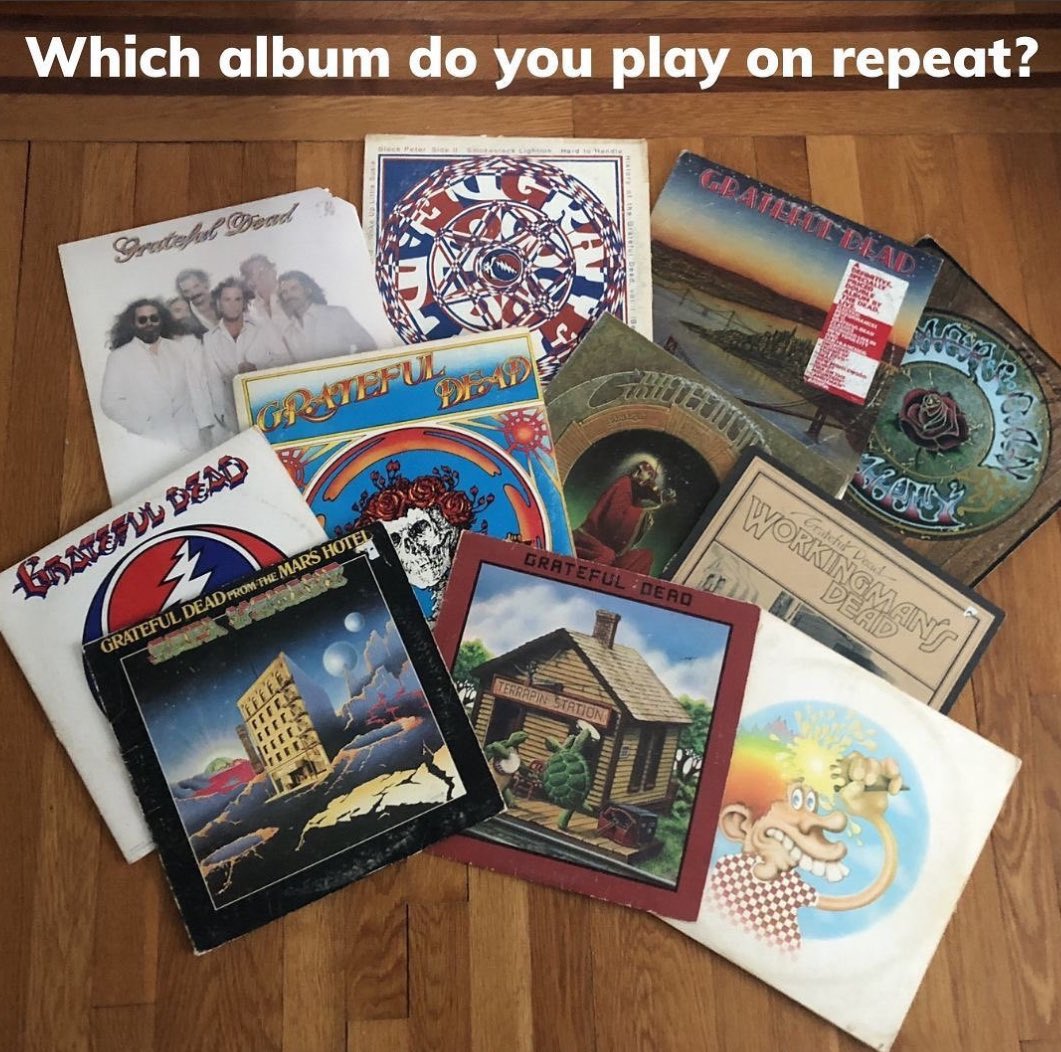 Which album do you play on repeat?💿🎶 #wallstreetdeadahead #grateful #suitsbydayjambynight #family #networking #WSDaH #deadandcompany #gratefuldead #bobweir #deadhead #irodethebus #jerrygarcia