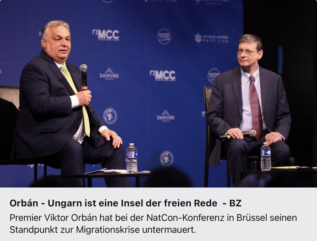 „Ungarn ist eine Insel im Ozean des woke-liberalen Europas, auf der Konservative noch frei sprechen können.“ MP Orbán bei der zeitweilig verbotenen #NatCon-Konferenz in Brüssel #Ungarn 🇭🇺 #Meinungsfreiheit #NatCon24 #NatConBrussels budapester.hu/ausland/orban-…