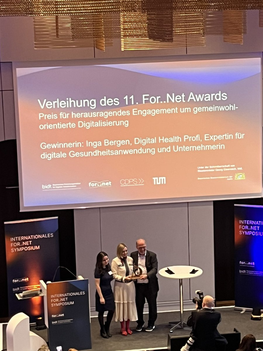 TUM Center for Digital Public Services - CDPS (@tumcdps) on Twitter photo Gewinnerin des 11. For..Net Awards ist <a href="/inga_bergen/">Inga Bergen</a>, die mit ihrem Engagement im Bereich der Digitalisierung des Gesundheitswesens den Preis mehr als verdient hat!
Unsere herzlichsten #Glückwünsche
#fornet24 Gewinnerin des 11. For..Net Awards ist <a href="/inga_bergen/">Inga Bergen</a>, die mit ihrem Engagement im Bereich der Digitalisierung des Gesundheitswesens den Preis mehr als verdient hat!
Unsere herzlichsten #Glückwünsche
#fornet24