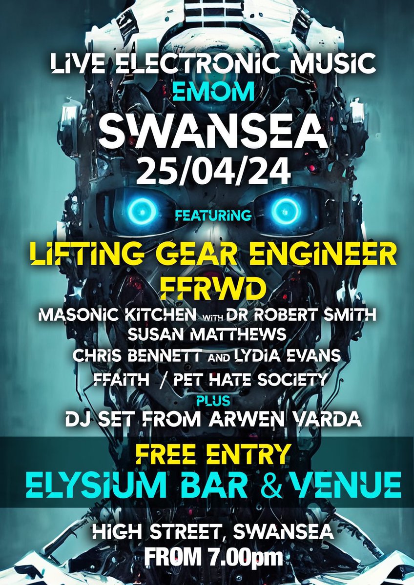 Next Thursday / Nods Iau nesa. It’ll be a big buffet of noise. 
#abertawe #musiqueconcrete #hardambient