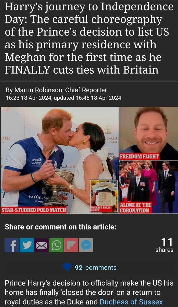 THEY FINALLY GOT THE MESSAGE THERE IN THE UK.
......

He will not return back full-time or part-time. He's happy in the US.

#PrinceHarry 
#MeghanMarkle
#PrincessLilibet
#PrinceArchie
.....

#Dailyfail👇🏽