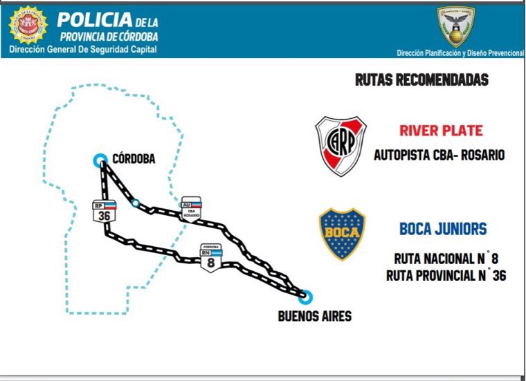 Entradas y accesos para el Superclásico en Córdoba Las autoridades recomiendan estas rutas para llegar a Córdoba.