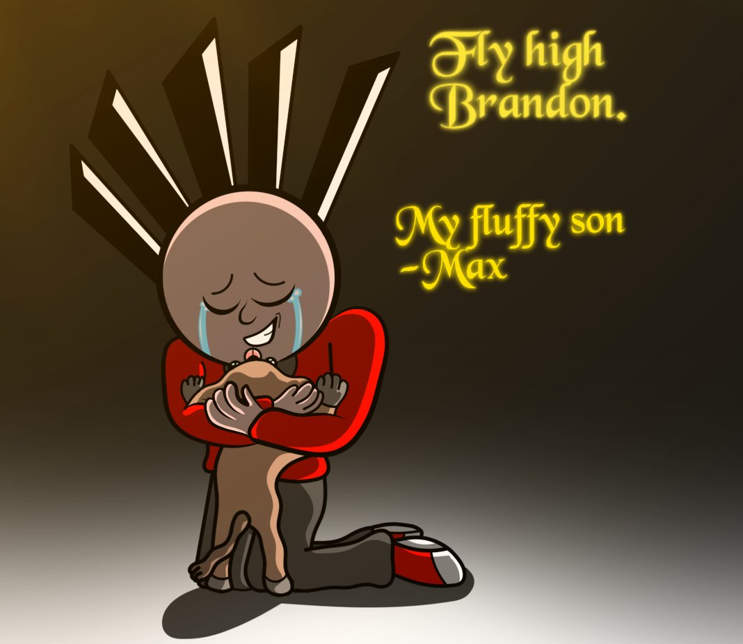 Jojogamer124's tweet photo. Some artwork for Max in loving respect for his dog, Brandon.
Rest in peace.. ๐
#FlyHighBrandon https://t.co/4WAODdvj20