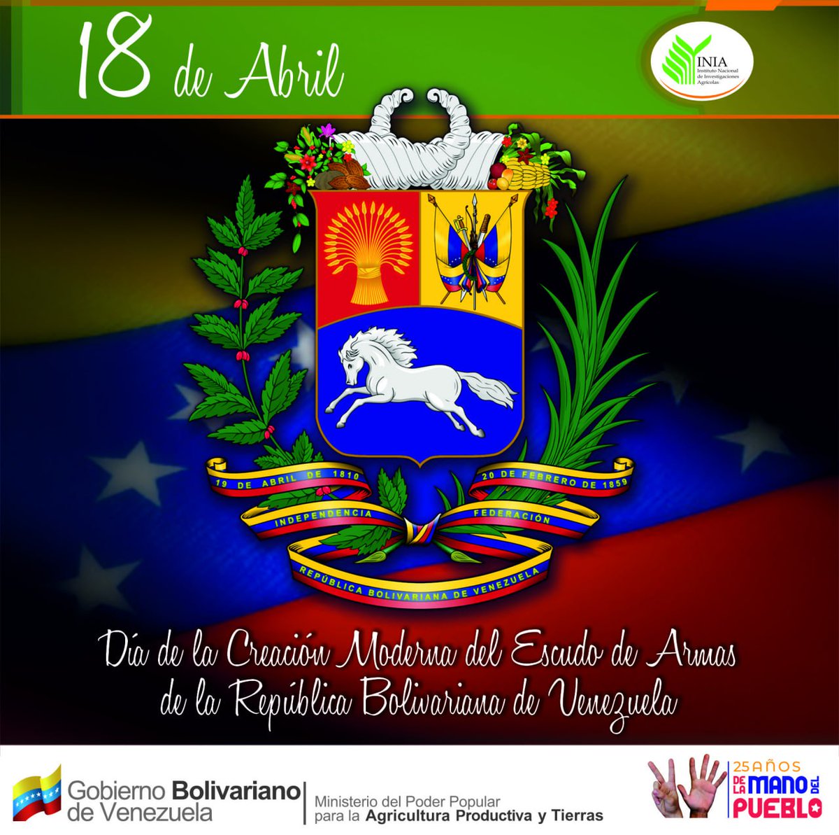 #Efeméride | Tal día como hoy #18Abr, fue decretado como Escudo Nacional una versión de escudo de armas que sustituiría el escudo de la Gran Colombia. Su nombre oficial es Escudo de Armas de la República Bolivariana de Venezuela. @nicolasmaduro @wcastropsuv . . . #BloqueoCero