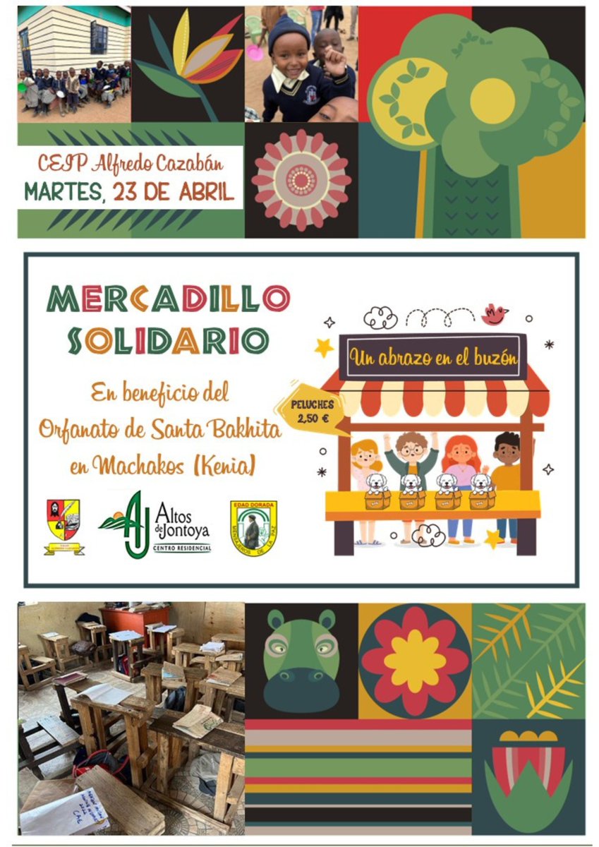 ceipcazaban's tweet photo. El próximo martes día 23 se celebrará en las instalaciones del cole nuestro MERCADILLO SOLIDARIO. ¡Os esperamos! https://t.co/xMok7vLrbj