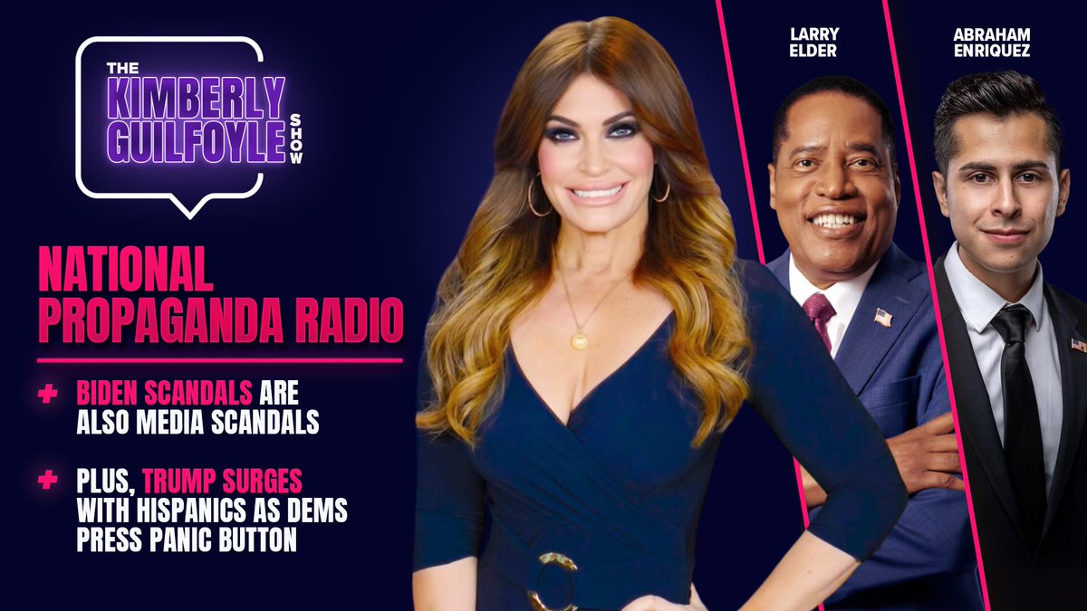 TODAY on The Kimberly Guilfoyle Show • @larryelder on his new mission and PAC: Make America JUST Again! • Bienvenido President @AbeEnriquez on why more and more Latinos are saying, “We want Trump!” TUNE IN at 4:00 PM EST: rumble.com/v4q7sbk-nation…