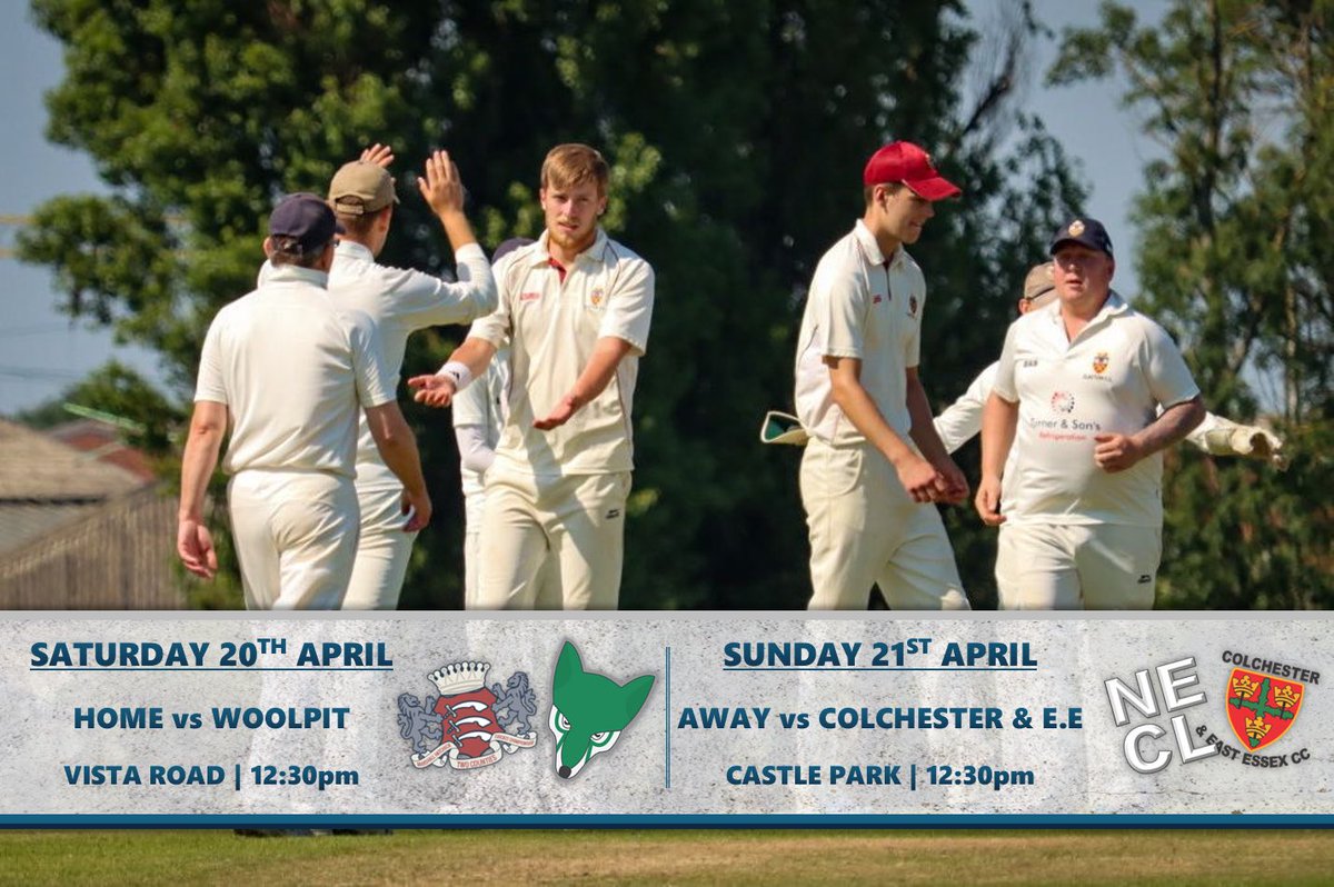Both teams in action this weekend! The Saturday team welcome @WoolpitCC to Vista Road and the Sunday team travel to Colchester looking to start their title defence with a win! #seasiders🌊
