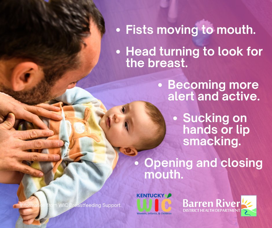 Figuring out your baby's hunger cues can be a challenge! Here are a few typical signs your baby is hungry. 💚 Our WIC program provides nutritional and maternal assistance to parents and their children younger than 5. Learn more — barrenriverhealth.org/wic-program