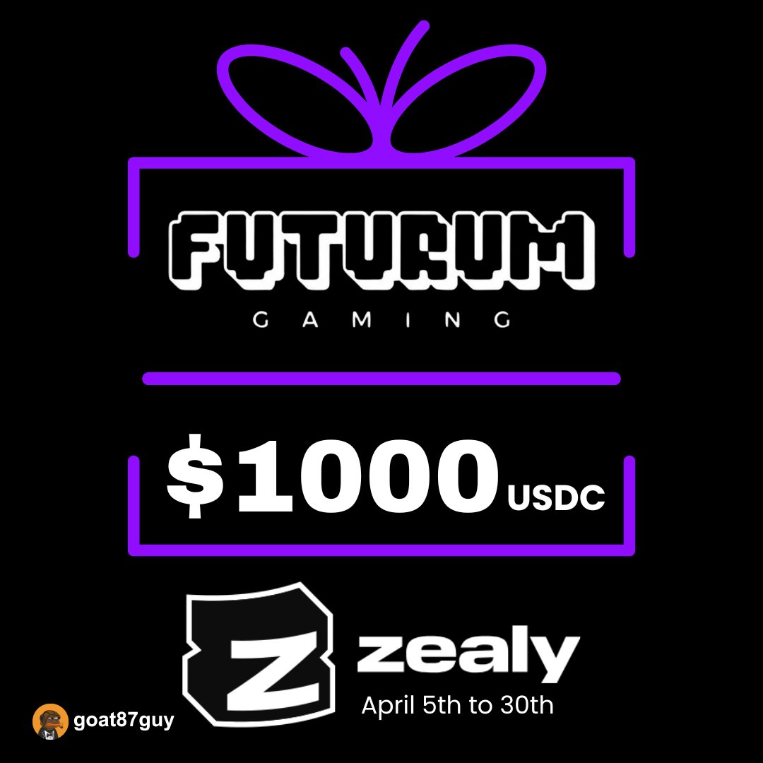 🚨 Exciting news from Zealy: @futurum_gaming's April #Zealy Sprint is here! 🎮

💫 Compete for a chance to win $1000 USDC! Don't miss out,

Join now: 🔗zealy.io/c/futurumgaming

Get ready to level up your gaming experience and grab those prizes! 🎉 #Gaming #Competition #WinBig