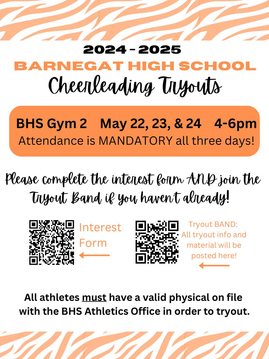 Tryouts are just around the corner! Interested in trying out? You must fill out the Google form, join the band, and TURN IN YOUR PHYSICAL!! 🧡🖤 #whodey <a href="/bengalpride67/">John Germano</a> <a href="/brackmancheer/">Brackman Cheer</a>
