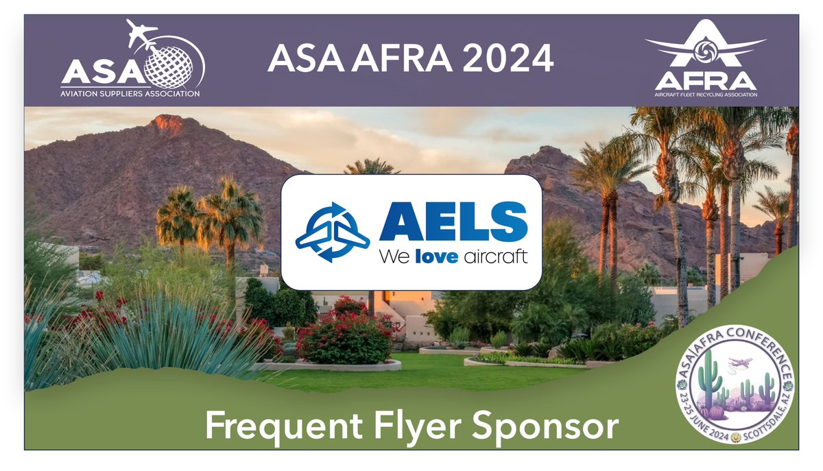 AFRARecycles's tweet image. Shout out to Aircraft End-Of-Life-Solutions AELS for their Frequent Flyer Sponsorship of #ASAAFRA2024 #AFRAMember #AFRABMP #DiamondLevel #ASAMember #ASA100 #Airbus #Boeing #Embraer #ATR #WeLoveAircraft
