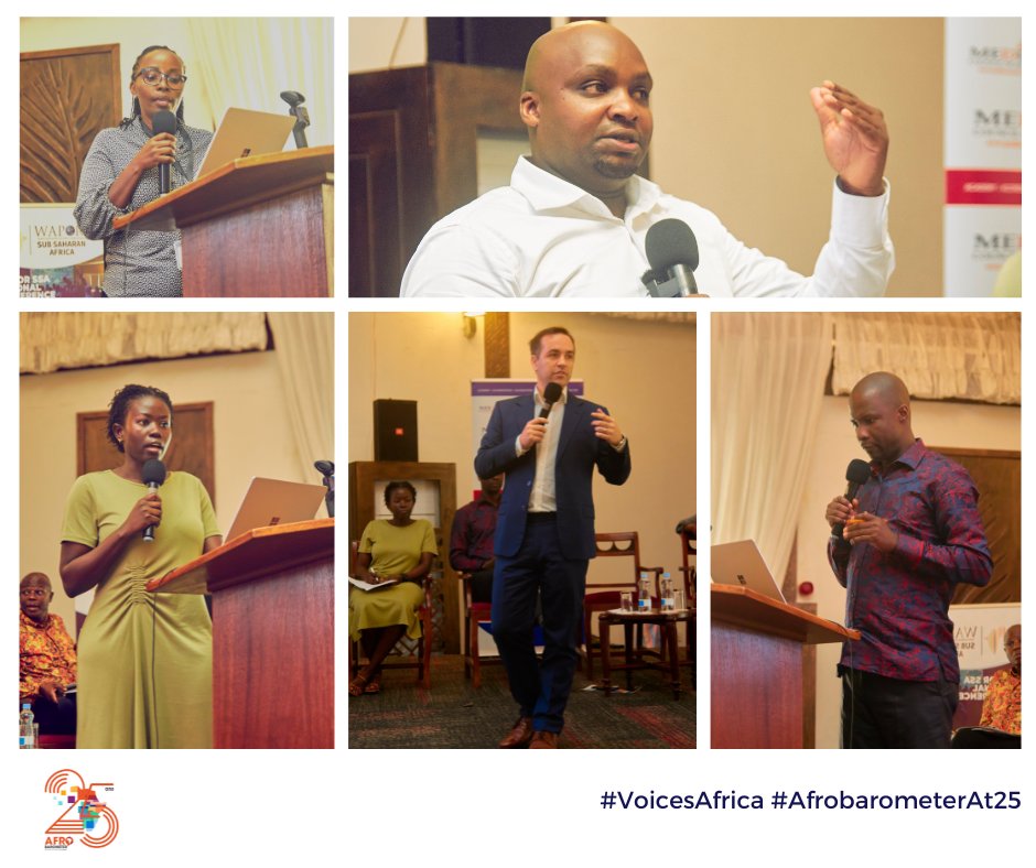 (1/5) Afrobarometer joined other research organizations at World Association for Public Opinion Research Conference 2024 themed 'Shaping a Sustainable Future: The Lessons and Legacies of Opinion Polling in Africa' in Kenya sharing key findings on democracy, governance, health,