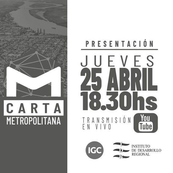 Junto a <a href="/IDR_Ros/">Instituto de Desarrollo Regional de Rosario</a> presentamos CARTA METROPOLITANA.
Jueves 25/04 - 18.30hs en vivo por acá: youtube.com/watch?v=uY89JK…