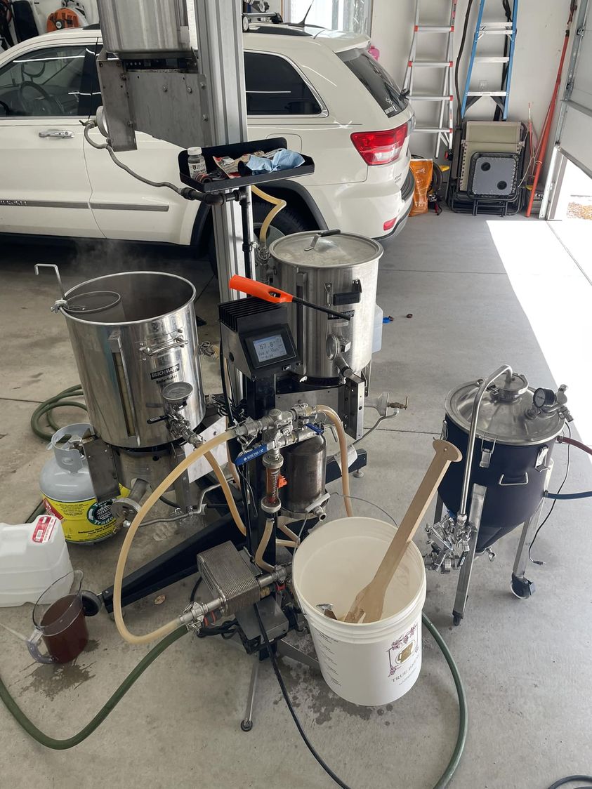 🍻 It's Brew Day!  Cheers to Drew Dewit for sharing his TopTier Brewing Stand set-up powered by the RipTide™ Brewing Pump bit.ly/3zlg0UI, and kicking it old school.  What will you brew this week?  Drop us a line in the comments.👇