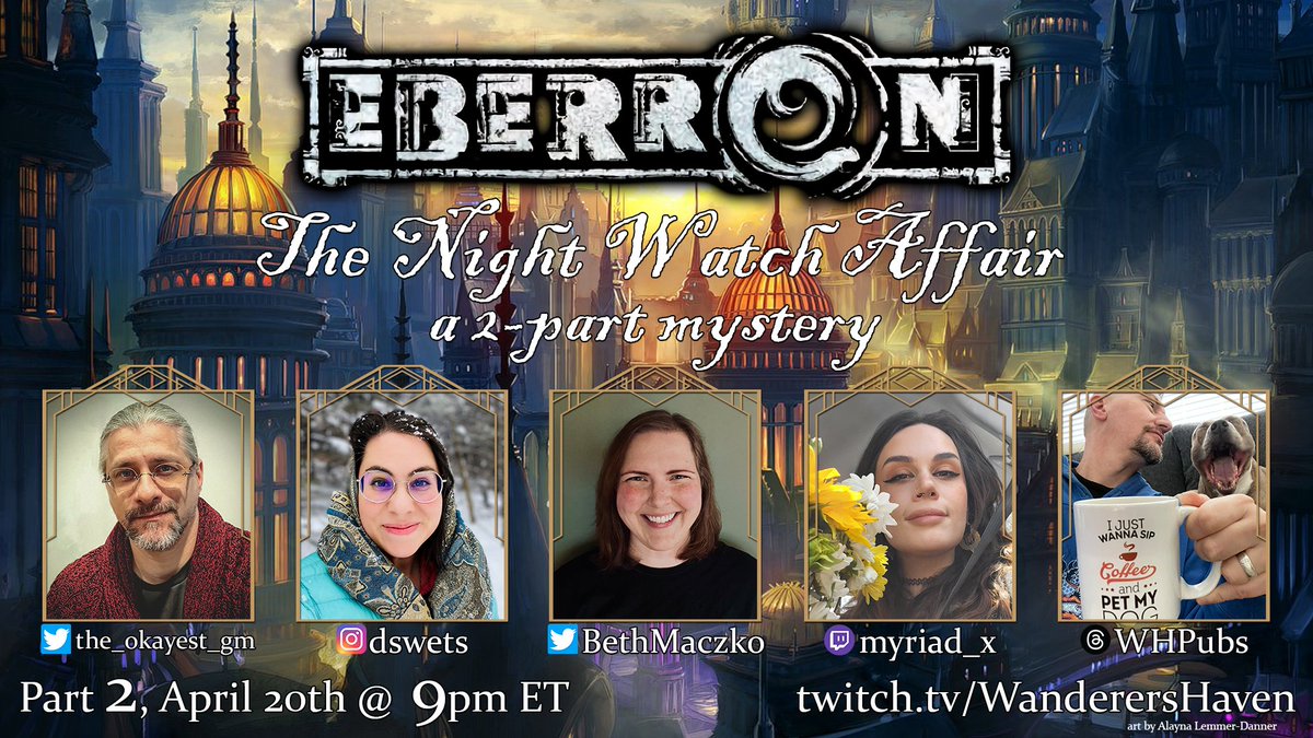 Will we be able to rescue Cog, let alone save ourselves??  Find out as we conclude Eberron: The Night Watch Affair on Saturday @ 9pm ET!
@the_okayest_gm @/dswets (IG) @BethMaczko @myriad_x 
#DungeonsAndDragons #TTRPG