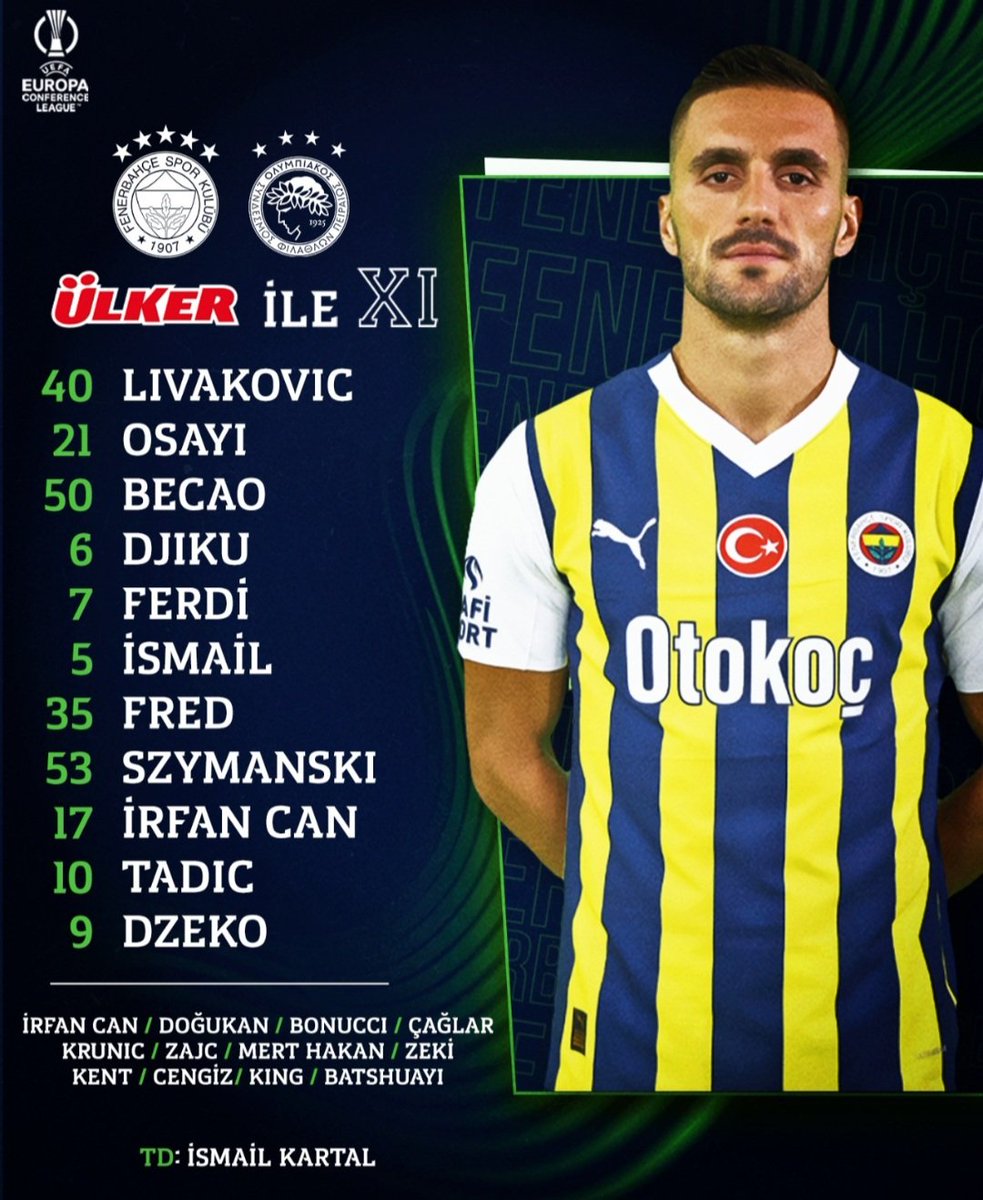 Fenerbahçemizin ilk 11'i 
#fenerbahçeolympiakos