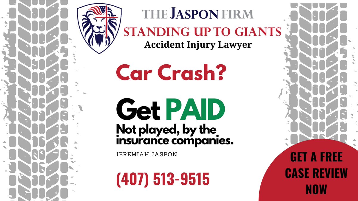 Been in a car crash in Orlando?
Get the compensation you deserve! Jeremiah Jaspon at The Jaspon Firm has a proven track record of winning for accident victims. Don't wait, call today! 
📞 (407) 513-9515
#OrlandoCarAccidentLawyer #TheJasponFirm