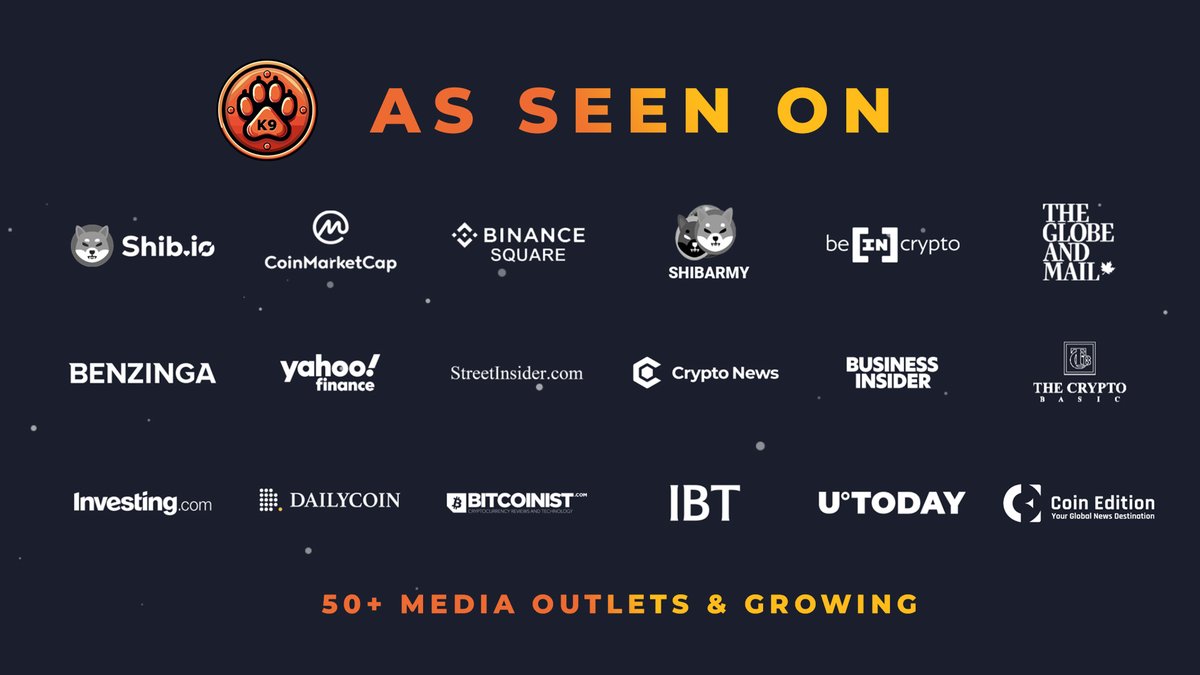 🌟K9 Finance DAO has made waves across major #crypto media... and we're just warming up! 🚀 

With our latest marketing budget approved, we're set to amplify our presence and get our bark heard far and wide. 🐕💥 It's time for our community to grow even bigger and bolder! 

Who's