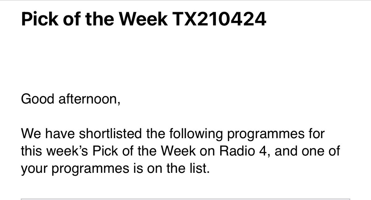 Little bit chuffed to get this on email earlier. 😊 Even if it doesn’t make the final cut I’m very proud that #MindTheGap is on the shortlist for #PickoftheWeek @BBCRadio4 Gabbi & Gramps will be back on @BBCCornwall with another episode on Saturday.