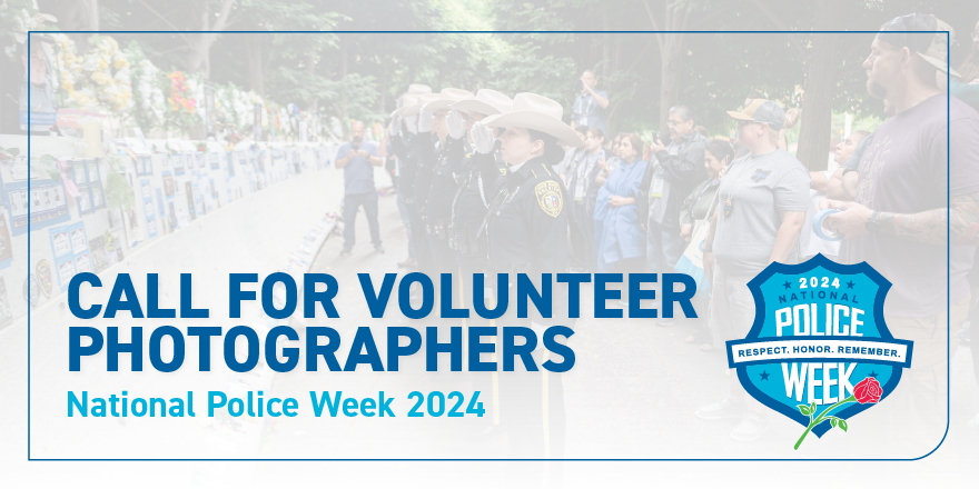 Are you a photographer and interested in capturing special moments during National Police Week 2024? Apply today to volunteer as an official photographer with the Memorial and Museum! Details and how to apply: bit.ly/49mlv4Z #NationalPoliceWeek #LawEnforcement