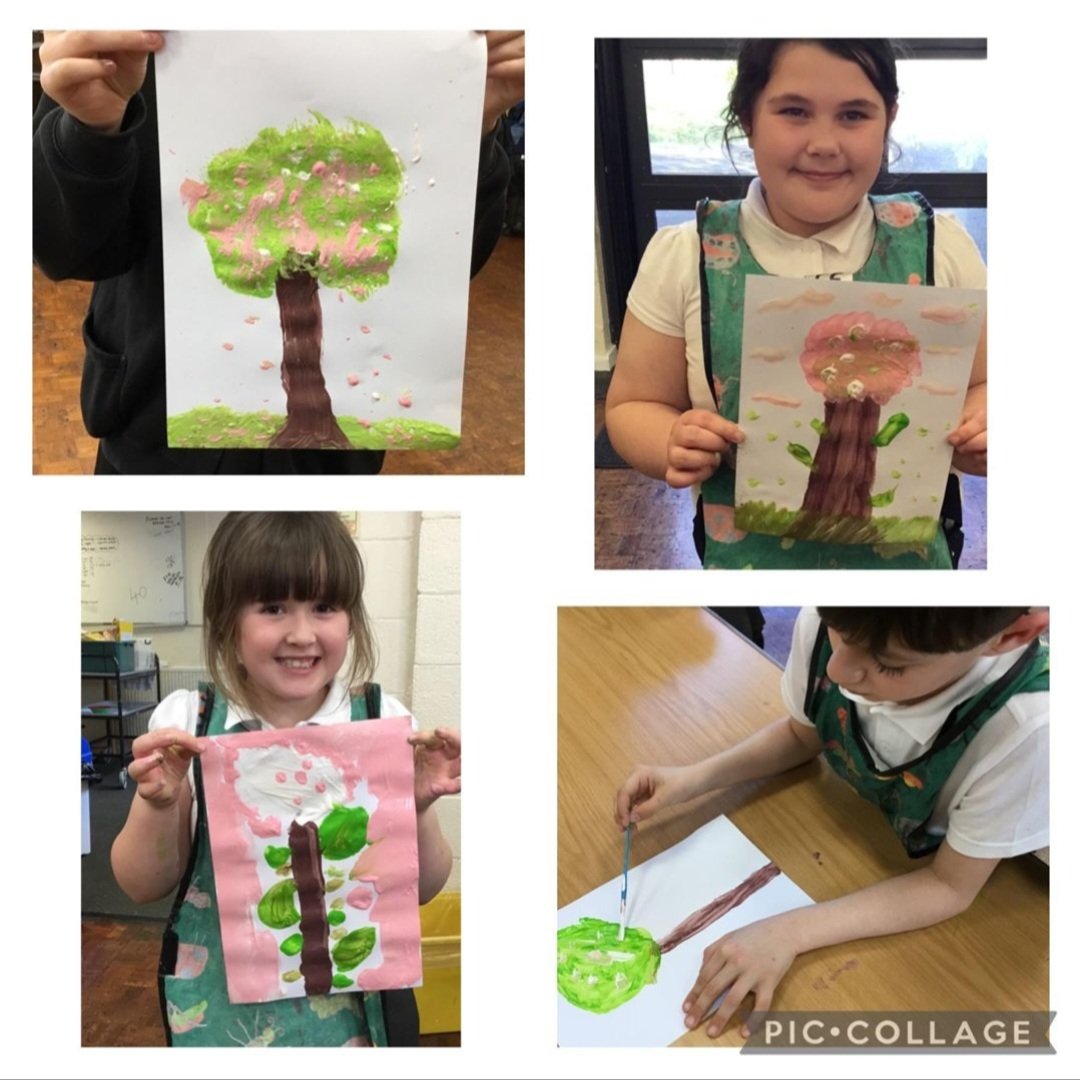 This week in club we have enjoyed painting our own cherry blossom pictures 🌳 💐 #PlayLearnThrive #HindleyGreenOOSC #TeamHGCP @QUESTtrust @HGCPSCHOOL @StJohnsHG