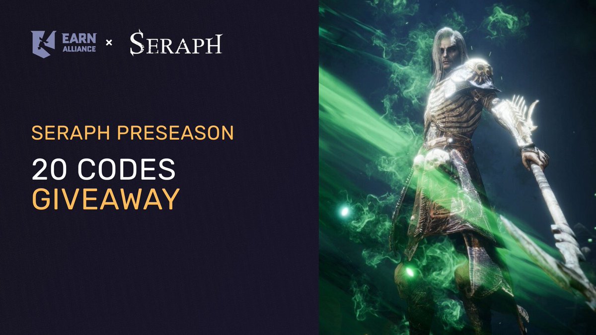 EarnAlliance's tweet photo. We're giving away 20 CODES to play @Seraph_global 🔥

To join: 
⚔️ Follow @earnalliance &amp; @Seraph_global
⚔️ Join their Discord server https://t.co/3HbblbRXf1 
⚔️ Tag a friend, like and repost 

🎁 Winners will be announced on April 19th - 3PM UTC https://t.co/089B9g5Rjq