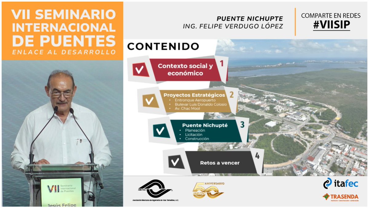 itafec_mx's tweet photo. El Puente Nichupté, una obra de ingeniería mexicana plagada de retos, innovación y determinación.

Acompáñanos en la transmisión en vivo del #VIISIP en vivo, totalmente gratis en: https://t.co/ZwrZQHo1UH https://t.co/5L8qMdFYrM
