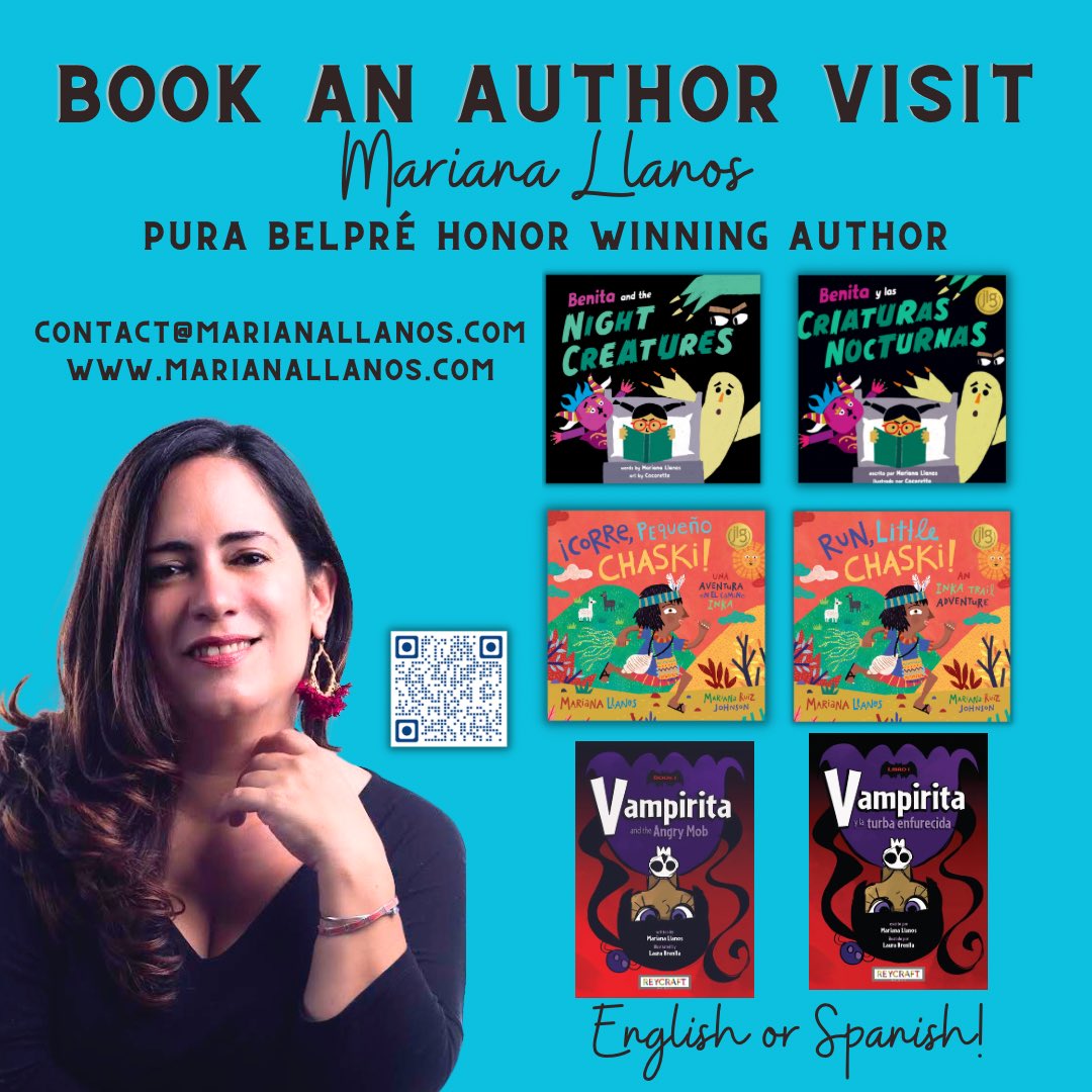 Booking visits for next school year for all grades! And remember, my visits can be in English or Spanish. #authorvisits #kidlit #educacion #rt #school #libraries