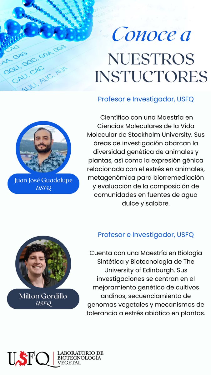👩🏻‍🔬👨🏻‍🔬Hoy queremos que conozcas a los instructores de este evento. !Deslize a la derecha para conocerles!

¡No te pierdas de esta interesante capacitación! Aún tenemos cupos.