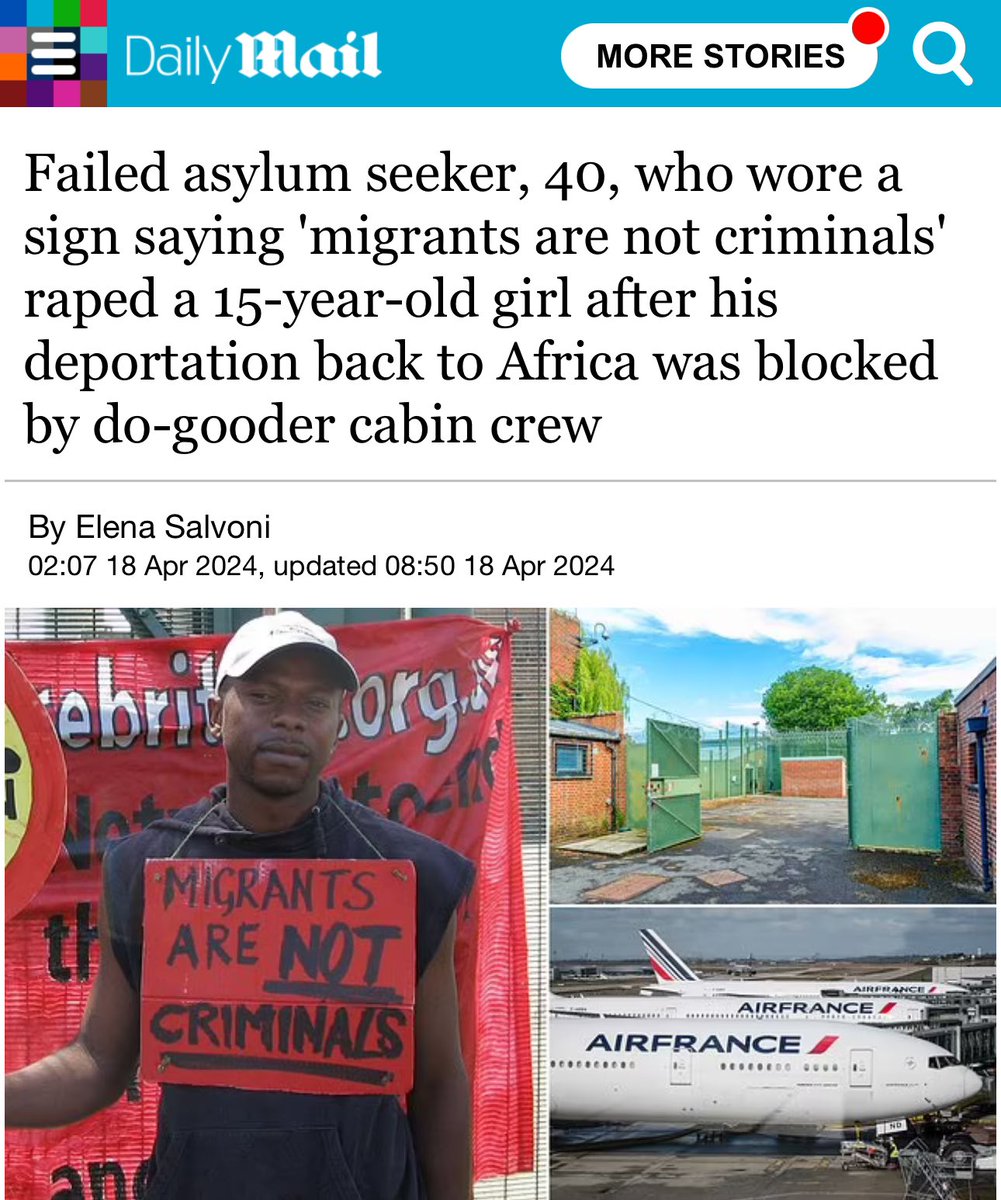 A 40 year old illegal immigrant to the UK was set for deportation but the flight crew refused to deport him.

He then made news holding a sign that said 'migrants are not criminals' at a detention center. He got to stay in the UK.

Now he’s brutally raped a 15 year old girl.

The…