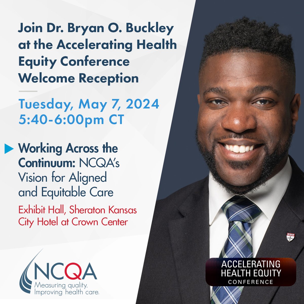 Dr. @BryanOBuckley will be speaking at the @ahahospitals Accelerating Health Equity Conference to speak on #NCQA's vision for aligned and equitable care. Thank you, Dr. Buckley, for spreading our mission to improve healthcare quality! Register today: bit.ly/446NeWg