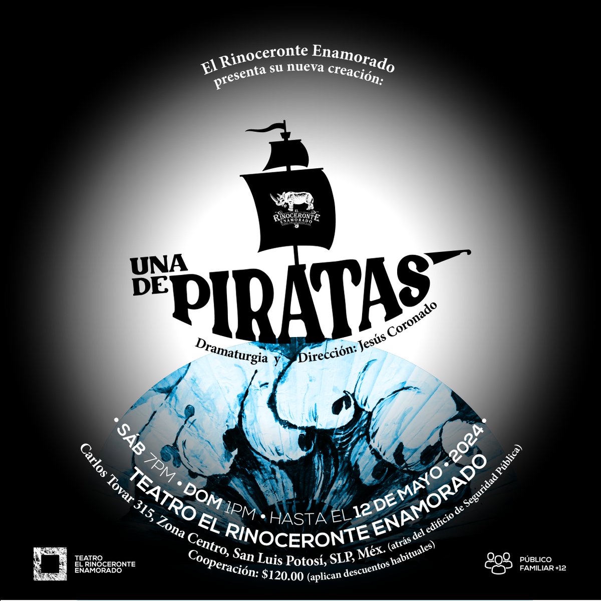 elrinoenamorado's tweet photo. 🏴‍☠️ Continúa la temporada de la nueva creación del Rino: "Una de piratas"
⏰ Sábados a las 7pm y domingos de matinée a la 1pm
🏷No olvides reservar tus lugares por MD  o escribiendo al 444 234 2452
🏃‍♀️🏃🦏💘
#VamosalRino #SomosANTI https://t.co/geVTvKo9Ag