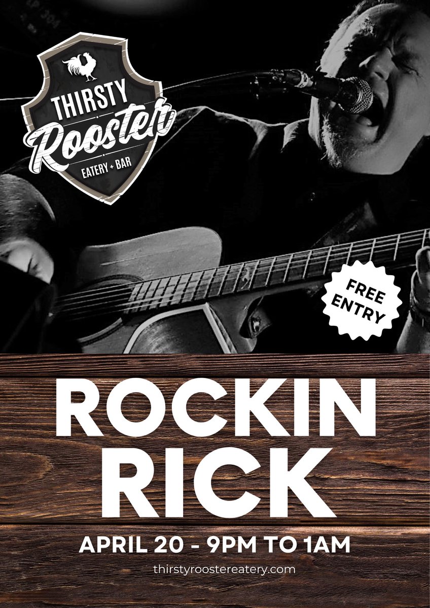 thirstyrooster's tweet photo. Thirsty Rooster Presents
ROCKIN RICK! 🎸 🎶 

JOIN US This Saturday for ROCKIN RICK LIVE!
 
A fun mix of Yacht Rock, country, classic pop/rock hits with full studio created backing tracks!
 
Reserve your table now! Don’t wait!

https://t.co/7rutVafxHr

#livemusicsaturdays https://t.co/lF1eyAtZ6h