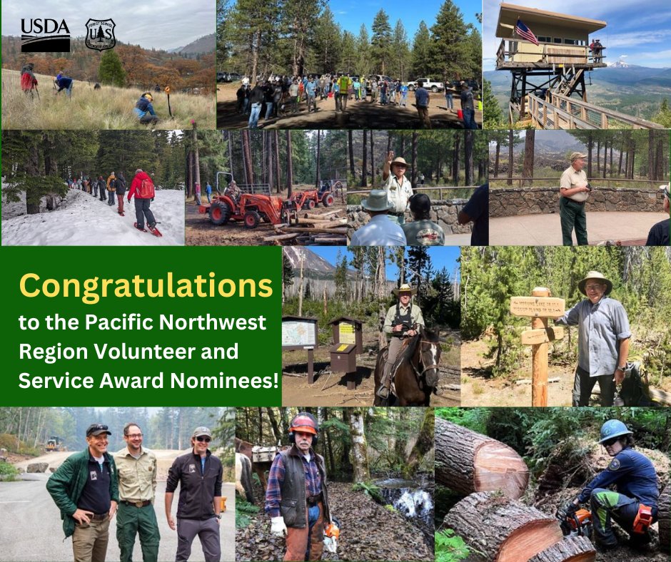 The Pacific Northwest Region announced the region’s 2023 Volunteer and Service Award nominees this week in advance of National Volunteer Week! For more information visit fs.usda.gov/detail/r6/news…