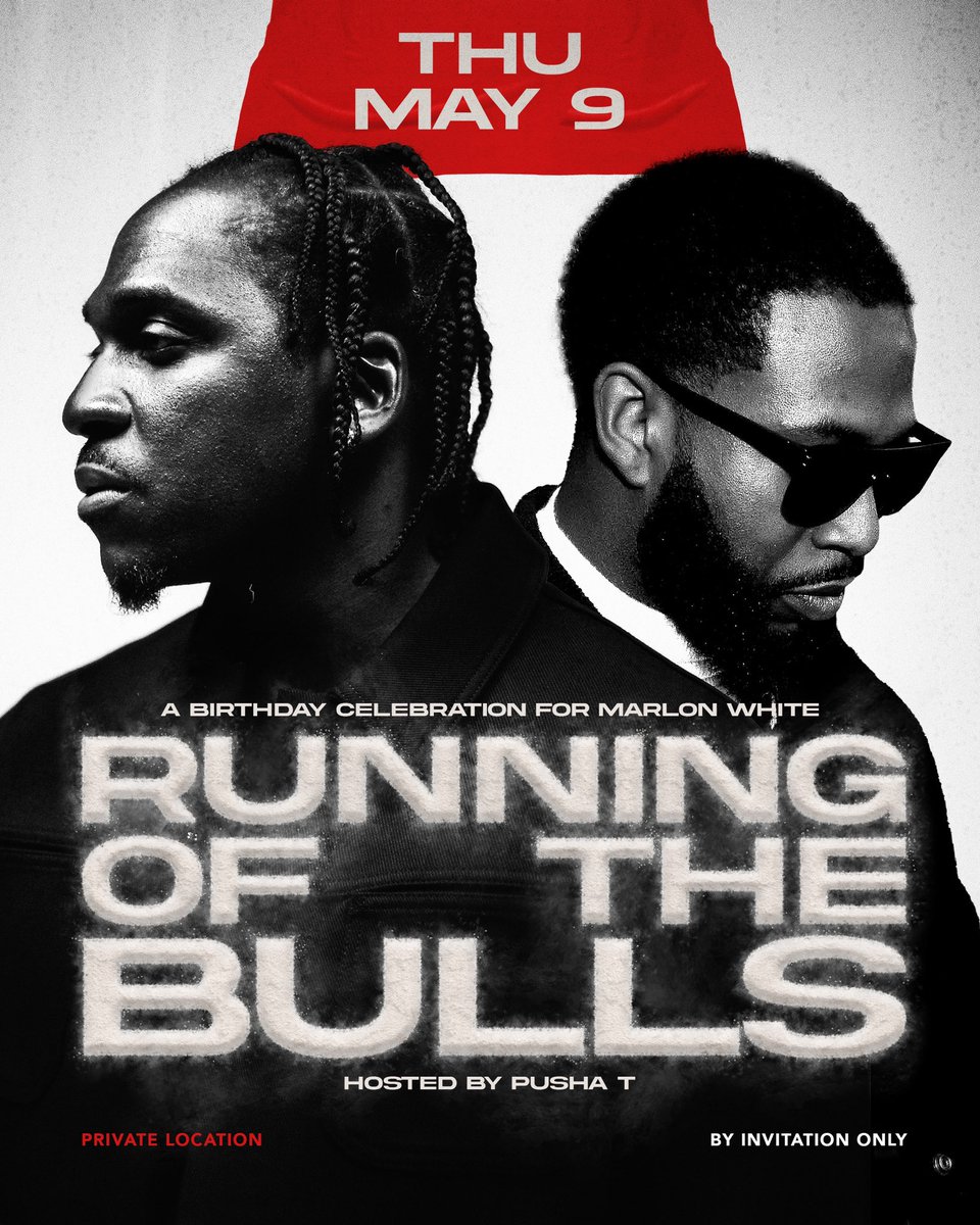 PartyMarlyDC's tweet photo. THURSDAY, MAY 9th
Running of the Bulls. My Birthday Celebration hosted by @PUSHA_T — Taurus szn ♉️
📍 Washington DC
✉️ Invite Only https://t.co/VSIeQBF4Bw