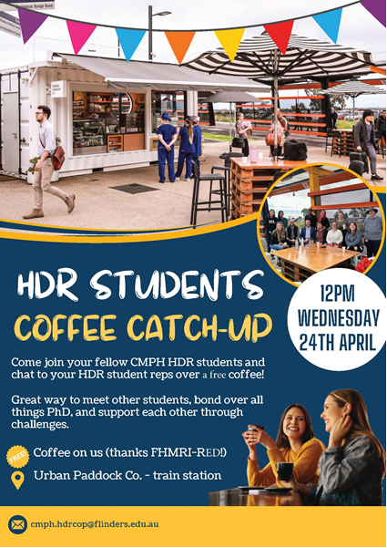 Come along to the next HDR Students Coffee Catch-Up, with free coffee thanks to FHMRI-RED! Location: google.com/maps/place/Urb…