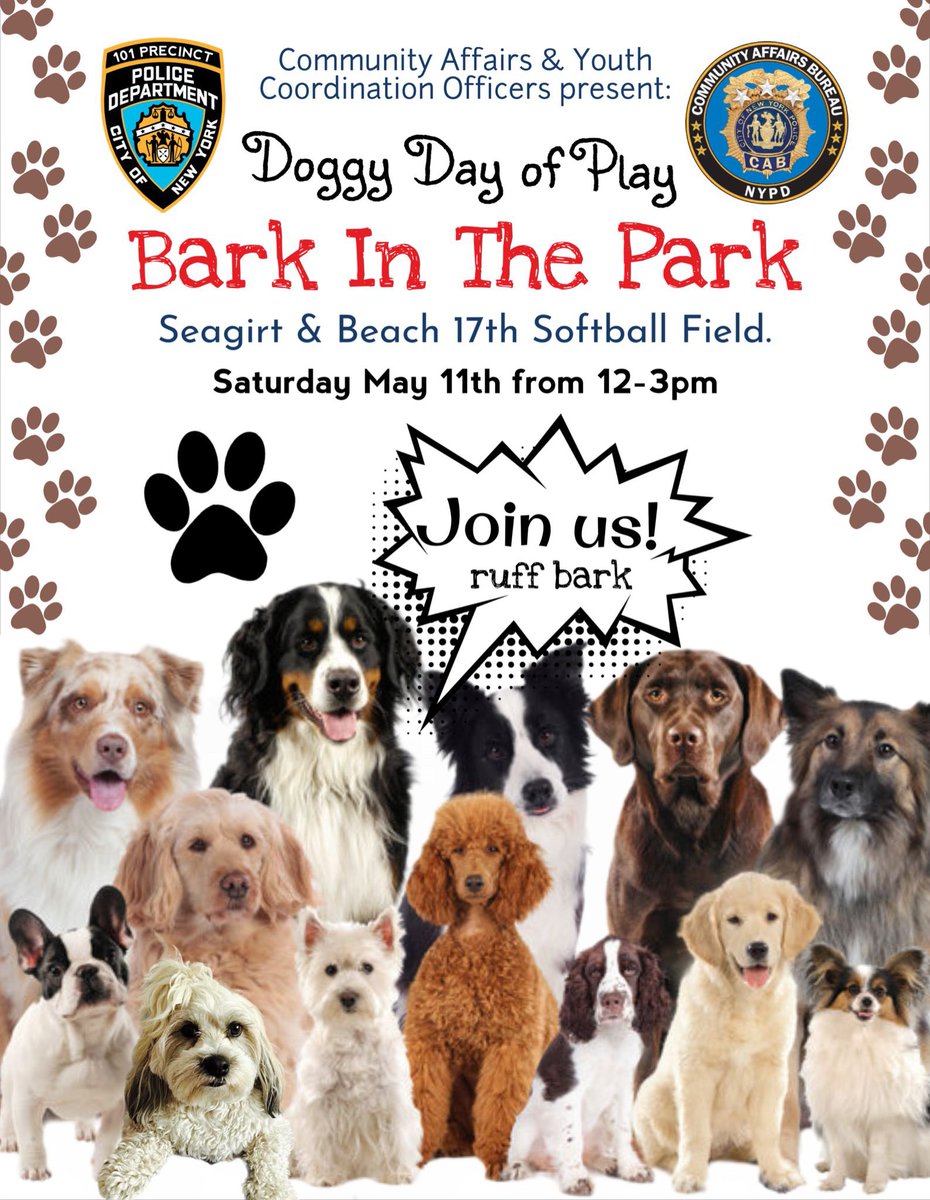 🐶Bark in the Park! Get together with the NYPD and your four-legged friend. A fantastic way for dogs and their owners to socialize, make new furry friends, and enjoy a fun-filled event together. #NYPDCONNECTING