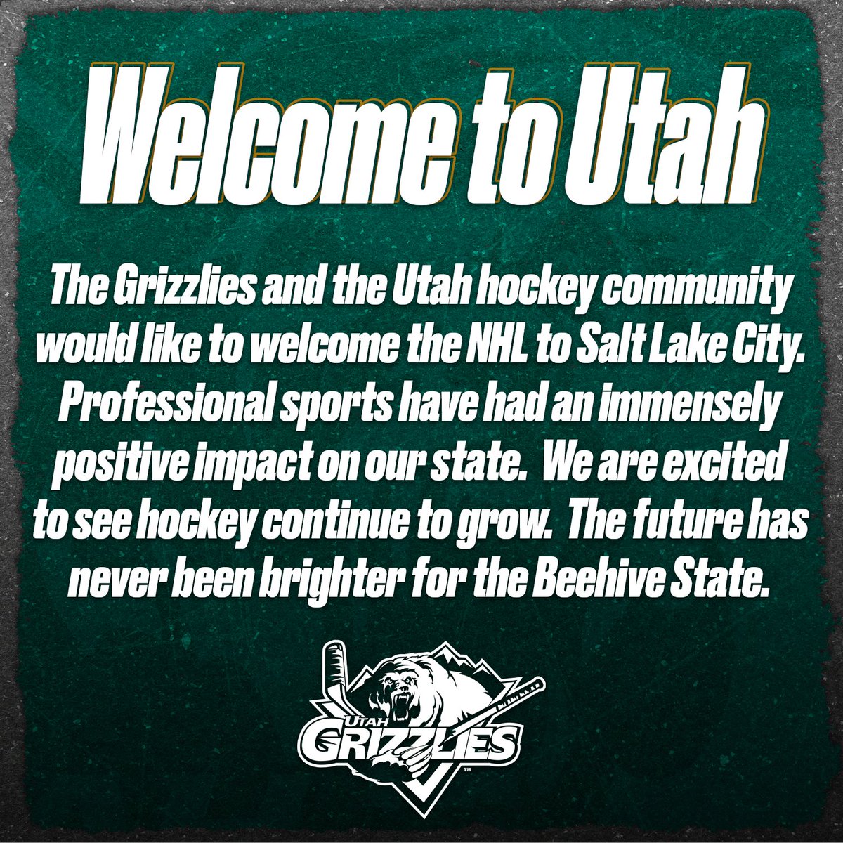 An official statement from the Utah Grizzlies