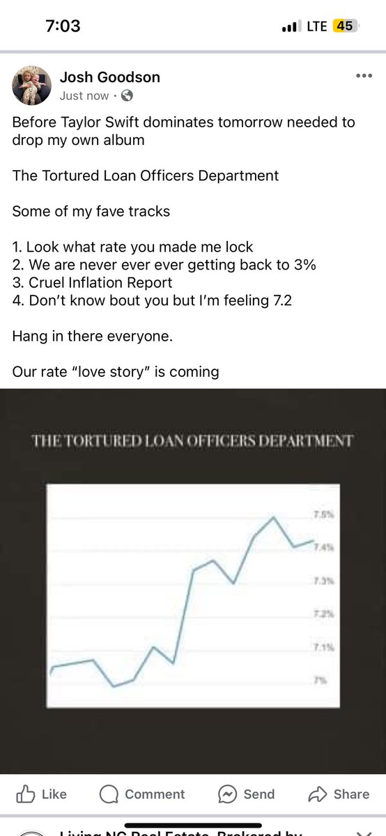 I laugh so I don’t cry. Rates have shot up again. Stinks. They will come down. I think. But seriously they likely will in the next 1-2 years IF you can afford the mortgage now then buy now. Prices won’t get so much better over time to make up for “waiting for rates to drop”