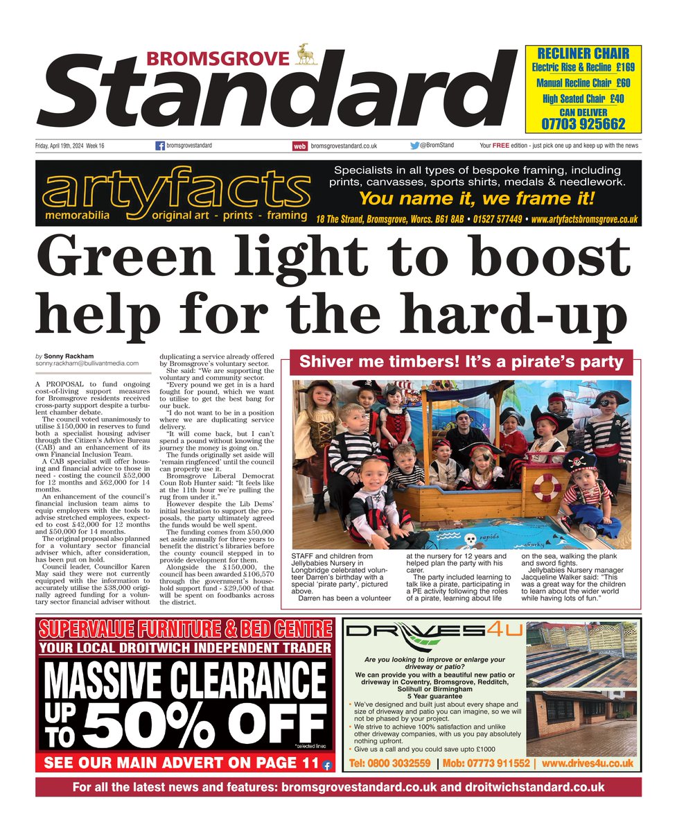 Here is a sneak preview of the front page of tomorrow's Bromsgrove Standard - #tomorrowspaperstoday